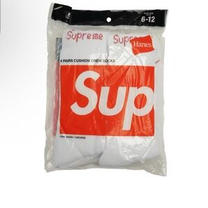 Supreme Hanes White Crew Socks